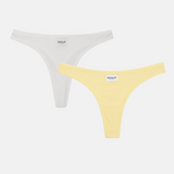 Tencel Ribbed Thongs - Lemon & White