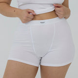 Ribbed Boyfriend Shorts - White