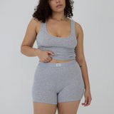 Ribbed Boyfriend Shorts - Grey
