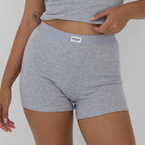 Ribbed Boyfriend Shorts - Grey